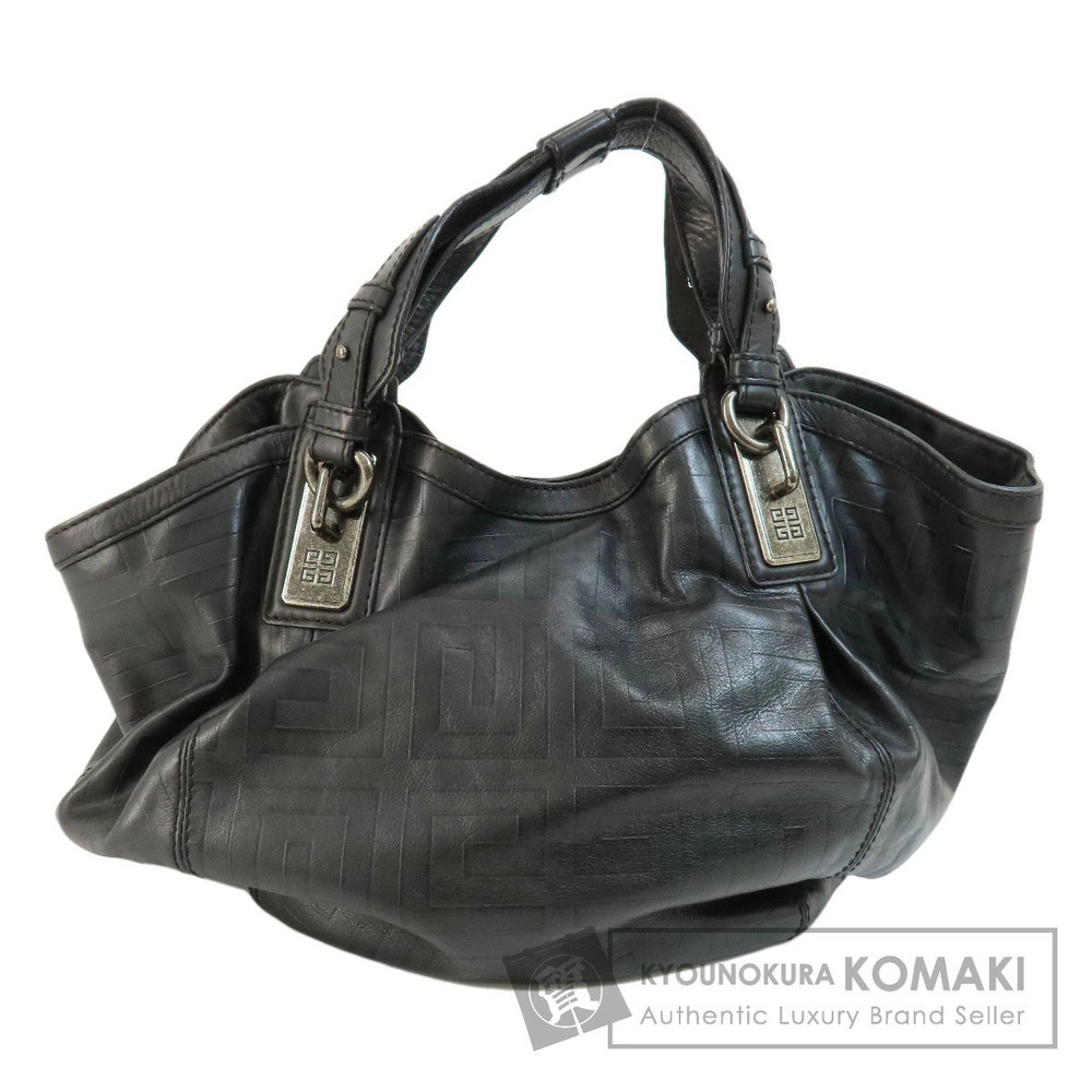 Givenchy black leather hobo handbag monogram embossed